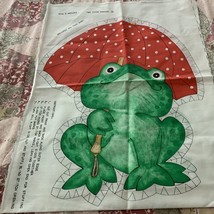 Springs Industries Fabric Panel Frog Red Umbrella Pillow 18  Inch Rainy Day Toad - £10.26 GBP