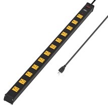 Heavy Duty Surge Protector Power Strip Metal Power Bar With Wide Spaced 12-Outle - £58.18 GBP