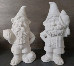 Ceramic Bisque Ready to Paint 2pc Beach Gnomes Conk Seashells 10x5.5 - $51.09