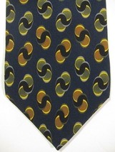 NEW Jhane Barnes Original Fabric Made in Japan Dark Blue and Gold Silk Tie - £21.57 GBP