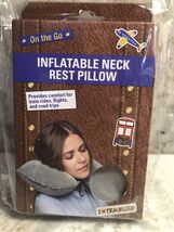 On the Go Inflatable Neck Rest Pillow-Gray I Love ❤️ Traveling Provides ... - €11,07 EUR