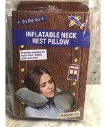 On the Go Inflatable Neck Rest Pillow-Gray I Love ❤️ Traveling Provides ... - $232.95 MXN