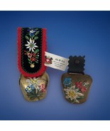 Vintage Swiss Brass Cow Bell Goat Sheep Hand Painted Flowers Embroidered... - $279.59 MXN