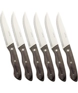 6pc Steak Knife Set, Large Serrated High Carbon Steel, Wood Handle - $351.22 MXN