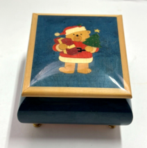 Italian inlaid jewelry box Santa Bear Blue 4.5in - $25.00