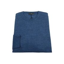 Men PRINCELY Italian Wool Blend Crew Pullover Slim 84001-30 Indigo Blue 282 image 2