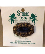 Vintage 1970s Studio 229 Hand Crafted Antiqued Brass Frame Stained Glass... - $63.89 CAD