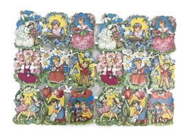 Vintage EAS Germany Die Cut Scraps Ganzbilder 3088 Flower Children Singl... - $11.83