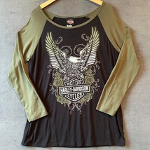 Harley-Davidson Olive Green/Black Reborn Eagle Long Sleeve T-Shirt - Wom... - $47.45
