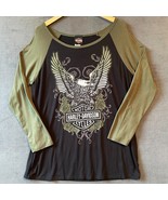 Harley-Davidson Olive Green/Black Reborn Eagle Long Sleeve T-Shirt - Wom... - $874.43 MXN