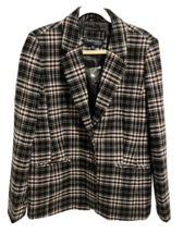 Chadwicks of Boston Blazer Wool Blend Size 14 Black Pink Plaid Lined Career NWOT - £23.45 GBP
