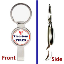 Firestone Tires Retro Pendant or Keychain silver tone secret bottle opener - $12.47