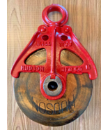 Hudson Primitive Cast Iron &amp; Wood Barn Pulley Salvage [e-10] xB - $367.97 MXN