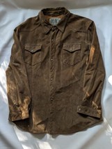 T P Saddleblanket Trading Brown Suede Leather Snap Long Sleeve Shirt Men... - £101.38 GBP