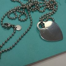 Return to Tiffany Large Heart Tag Pendant Charm 34&quot; Big 2mm Bead Ball Necklace 2 - £252.01 GBP