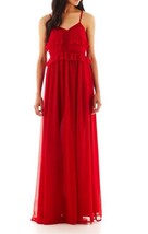 Mng By Mango Maxi Dress Size: 2 (Extra Small) New Red Ruffle Chiffon Valentine&#39;s - £101.98 GBP