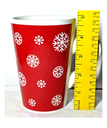 Winter Red White Snowflake Mug Hot Chocolate Coffee Tea Hot Cider Holida... - $17.45 CAD