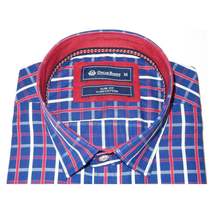 Men Oscar Banks Turkey Shirt All Egyptian Cotton Wrinkle less 5844-08 navy red image 7