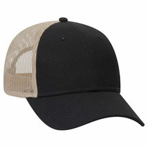 Black/Black/Khaki Trucker Hat 6 Panel Low Profile Mesh Back Hat 1dz New 83-1273 - £95.84 GBP