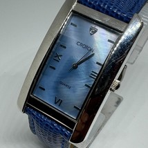 Croton Quartz Watch Unisex Silver Blue Steel Long Curved Rectangle New B... - $36.09