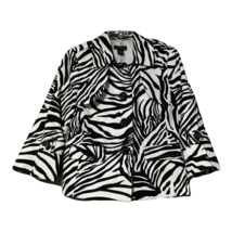 Rafaella Womens White Black Zebra Print Cotton Button Jacket Size Small - £11.44 GBP