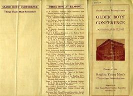1932 YMCA Older Boys Conference Brochure Reading Pennsylvania - $44.50