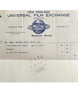 Universal Films Exchange 1915 WW2 Era Invoice Center Theater Maine DWEE3... - $39.99