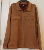 FRYE Faux Suede Shirt Jacket Toffee Long Sleeve Snap Closure Men&#39;s Sz XL... - $430.41 MXN