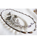 VTG STERLING SILVER CITY ON CLEAR CRYSTAL FLANDERS FLOWERS OVAL BOWL PLA... - £22.10 GBP