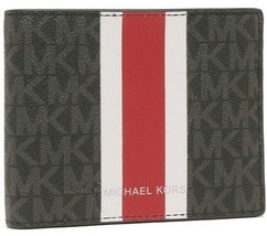 Michael Kors Large Billfold Wallet Signature Black White Flame Red 36H1L... - £26.86 GBP