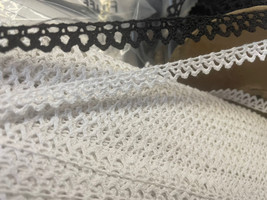 10 Yards white or Black cotton narrow crochet lace trim 3/8” - $7.99