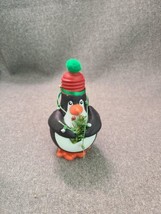 Repurposed Painted Penguin w String of Bulbs Holiday Christmas Tree Orna... - £4.69 GBP