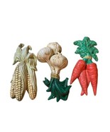 3 Vtg Hand Painted Ceramic Vegetables Wall Hanging Decor  Corn Carrots O... - $24.73