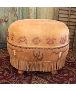 Handmade Deerskin Suede Western JUNIOR OVAL OTTOMAN 20″ x 14″ x 16″ ANY ... - £590.57 GBP