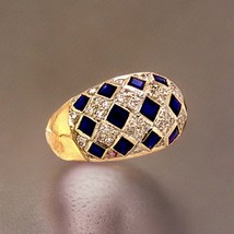 Diamond Sapphire Ring 14k Gold 2.14 TCW Checkerboard Certified $2,850 606974 - £955.14 GBP