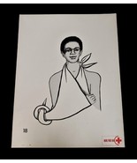 Vtg American National Red Cross Basic First Aid Drawing 2 Side Ephemera ... - $39.99