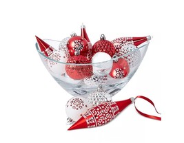 Holiday Lane Christmas Cheer Red Silver White Shatterproof Ornaments, Set of 16 - £20.95 GBP