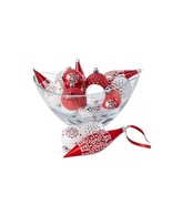 Holiday Lane Christmas Cheer Red Silver White Shatterproof Ornaments, Se... - £20.89 GBP