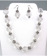 Bejeweled Clear Lucite Crystals Rhinestone Balls Necklace Earrings Set - £10.21 GBP