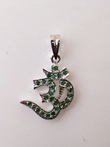 Sterling Silver Om Necklace, Emerald Pendant, Silver om pendant, Gift - £60.59 GBP