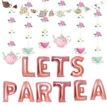 Tea Party Decorations - Let&#39;S Par Tea Aluminum Foil Balloons/Teapots Teacups Tea - £15.17 GBP