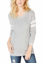 Hippie Rose Womens Striped Long Sleeve Blouse Gray S - £14.09 GBP