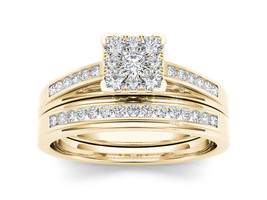 Authenticity Guarantee 
10K Yellow Gold 0.50 CT TDW Diamond Square Bridal Rin... - $899.99