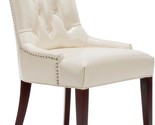 Cream Safavieh Mercer Collection Erica Leather Button-Tufted Side Chair. - $362.98