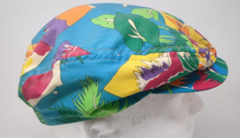 Vintage Newsboy Cabbie Flat Hat Cap Floral Golf Vibrant Hawaiian Colorfu... - $25.50