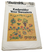 Butterick Sewing Pattern 5173 Embroider Your Sweaters Transfers Vintage 1970s - $7.99