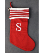 Sincerely santa red Ribbed knit monogram “S” Christmas stocking Sock Top - $12.24