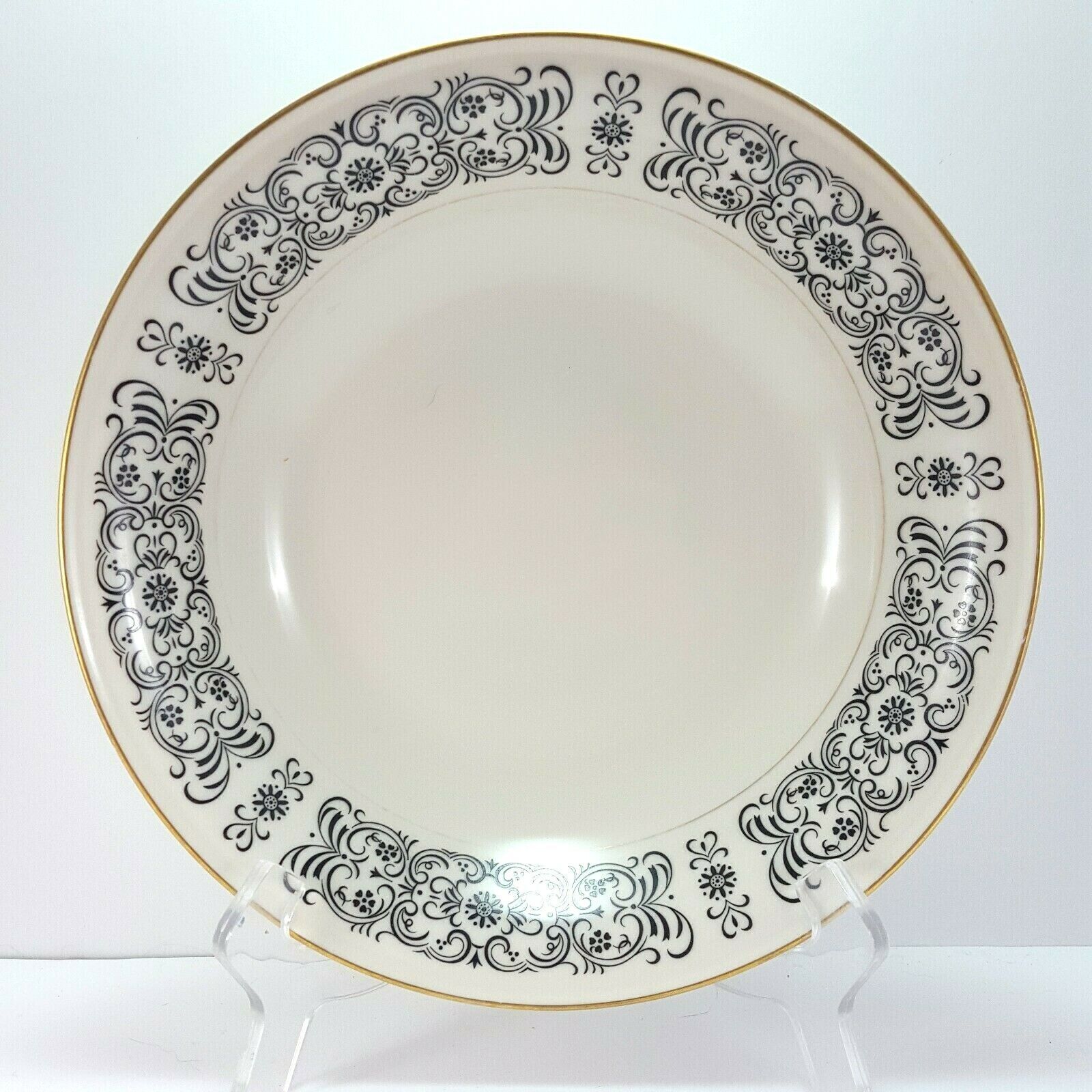 Primary image for Mikasa Riviera 205 Round Vegetable Serving Bowl 9.63in Ivory Black Scrolls