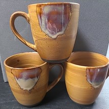 Sango Splash Drip Brown Tea Coffee Mug Cup Set of 3 Stoneware 4951 VGC EUC - $18.50