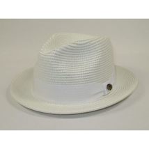 Men's Bently Semi Crushable Fedora Pinch Front Briad Hat Leonardo LE230 White image 6